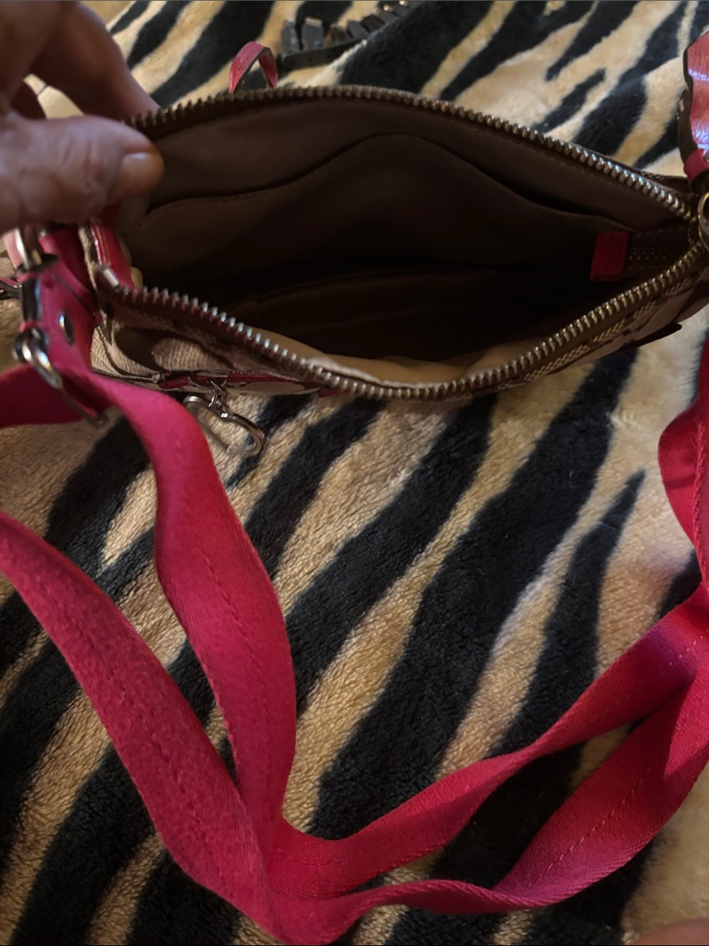 Coach Brown Signature Crossbody with Pink Accents - Picture 5 of 7